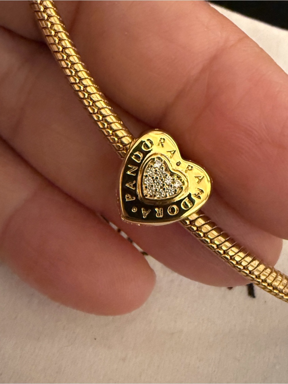 Pandora Gold Heart Pavé Charm